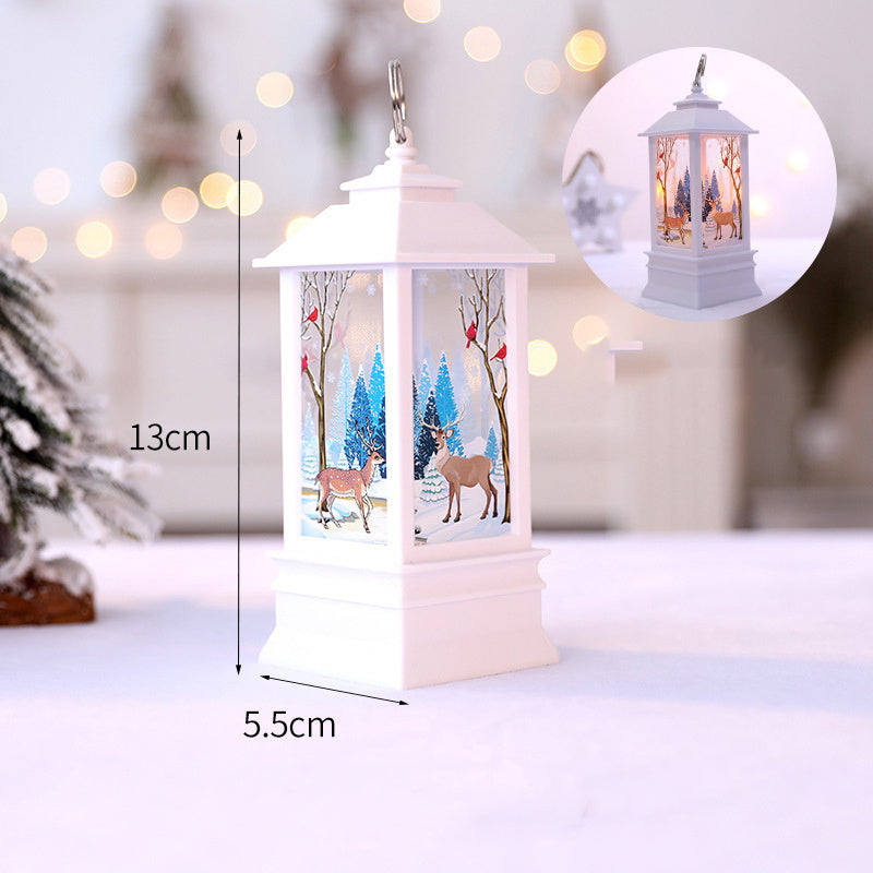 1pc Christmas Lantern Decoration, Vintage Style Hanging Electric Candle Oil Lamp, Christmas Ornaments For Tables & Desks, Holiday Home Decor