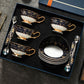 Unique Blue Tea Cup and Saucer in Gift Box, Blue Bone China Porcelain Tea Cup Set, Royal Ceramic Cups, Elegant Ceramic Coffee Cups