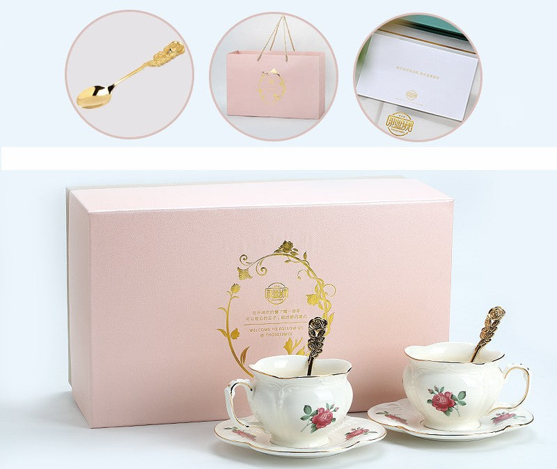 British Royal Ceramic Cups for Afternoon Tea, Elegant Ceramic Coffee Cups, Rose Bone China Porcelain Tea Cup Set, Unique Tea Cup and Saucer in Gift Box