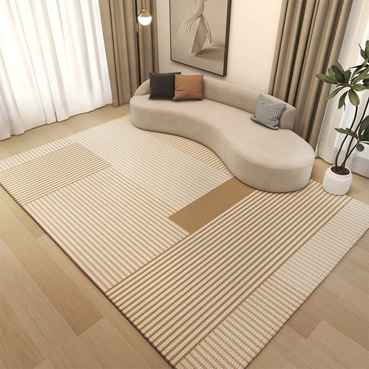 Contemporary Modern Rugs Next to Bed, Living Room Modern Rugs, Modern Rugs under Dining Room Table, Cream Color Carpets for Bedroom