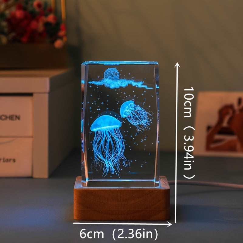 Night Light - Lovely Underwater Animal Jellyfish Crystal Column Glowing Night Light