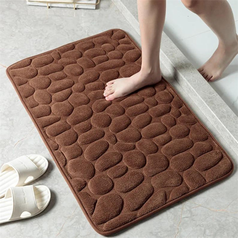 1pc Cobblestone Bathroom Rug, Non-Slip Padded Bath Mat For Shower, Comfortable Mat With Soft Cushion, Home Decor & Accessories