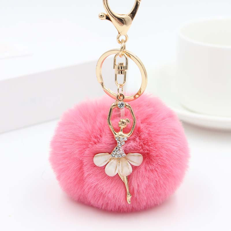 Cute Rhinestone Little Angel Car Keychain