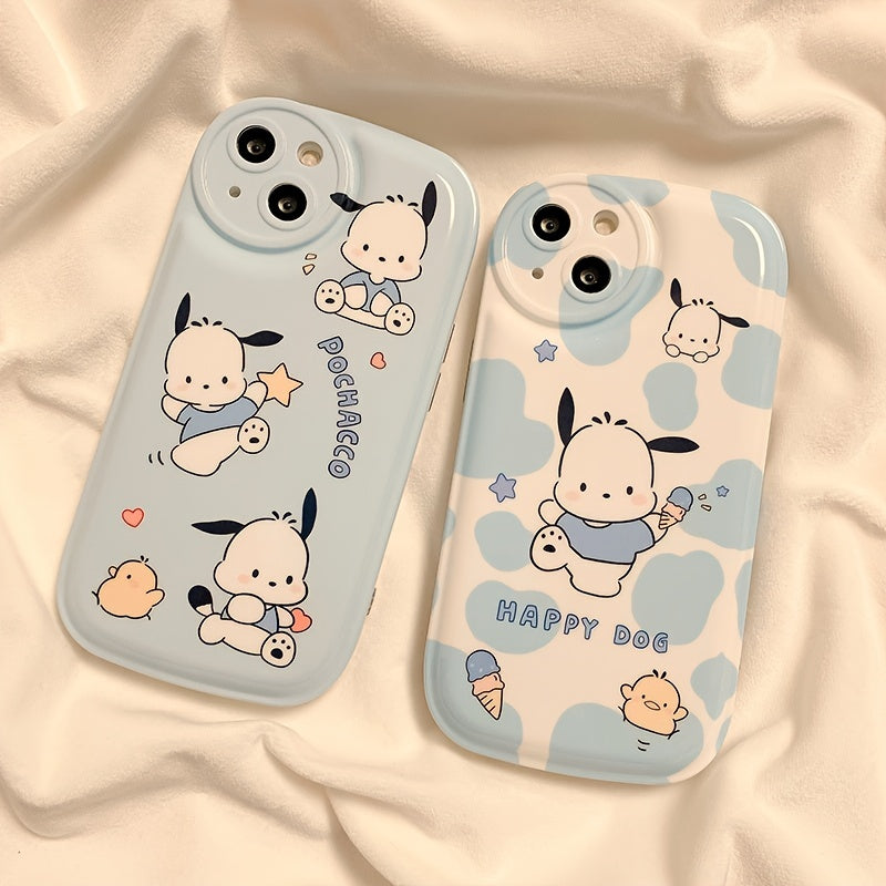 Blue Silicone Phone Case With Blue And White Pochacco Pattern