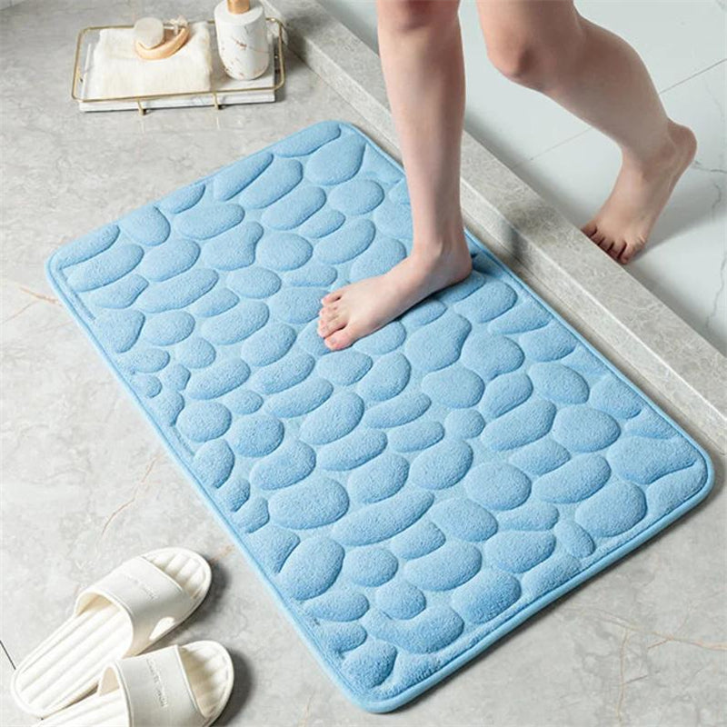 1pc Cobblestone Bathroom Rug, Non-Slip Padded Bath Mat For Shower, Comfortable Mat With Soft Cushion, Home Decor & Accessories