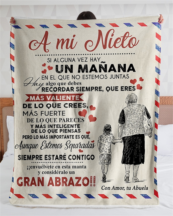 A mi Nieta/Nieto Air Mail Print Fleece Blanket Loving Gift for Granddaughter/Grandson Sofa Nap Warm Blanket Thin Quilt