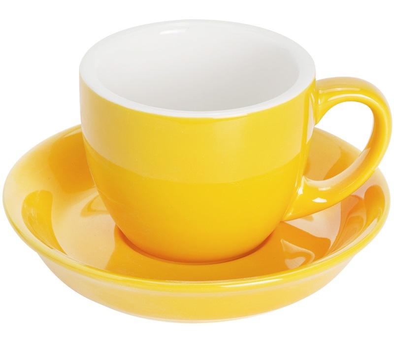 Cappuccino Coffee Mug, Yellow Coffee Cup, Yellow Tea Cup, Ceramic Coffee Cup, Coffee Cup and Saucer Set