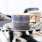 Latte Coffee Cups with Gold Trim and Gift Box, British Tea Cups, Elegant Porcelain Coffee Cups, Tea Cups and Saucers