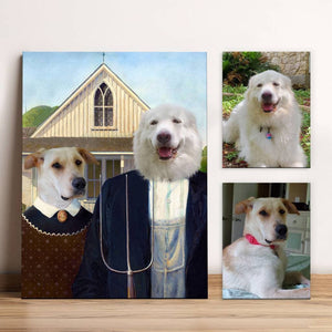 American gothic pet portrait custom pet painting canvas 2 pets ktclubs.com