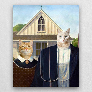 American gothic pet portrait custom pet painting canvas 2 pets ktclubs.com