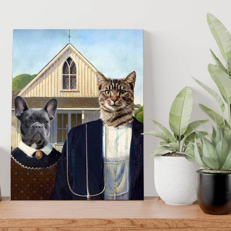 American gothic pet portrait custom pet painting canvas 2 pets ktclubs.com