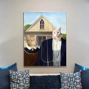 American gothic pet portrait custom pet painting canvas 2 pets ktclubs.com