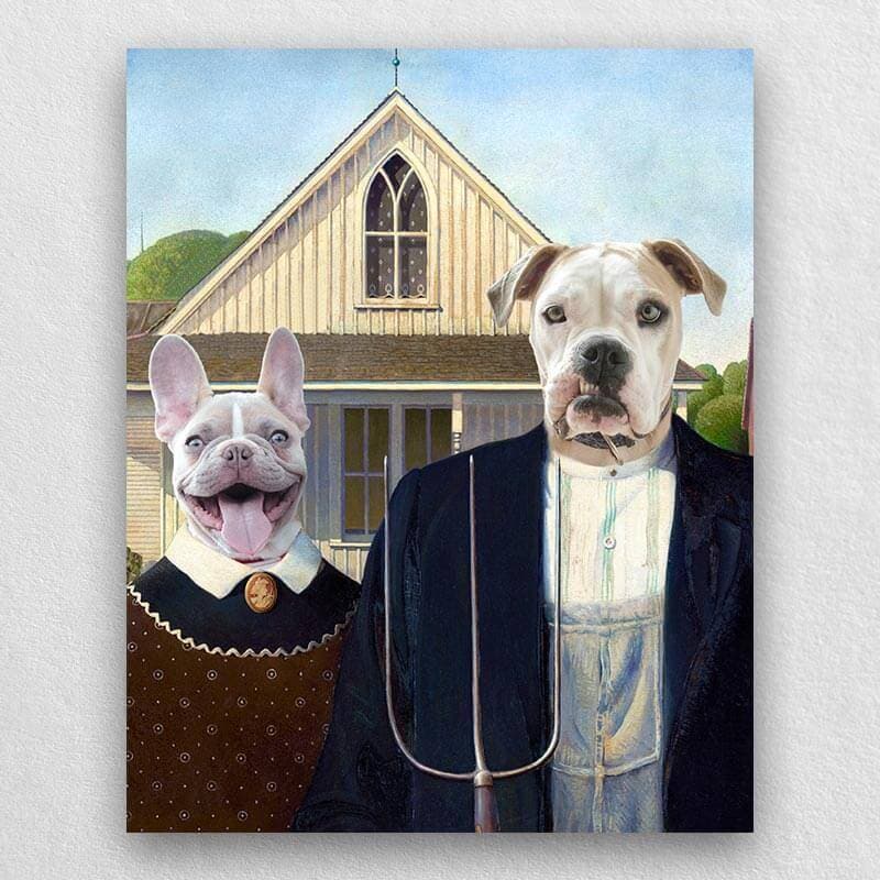 American gothic pet portrait custom pet painting canvas 2 pets ktclubs.com