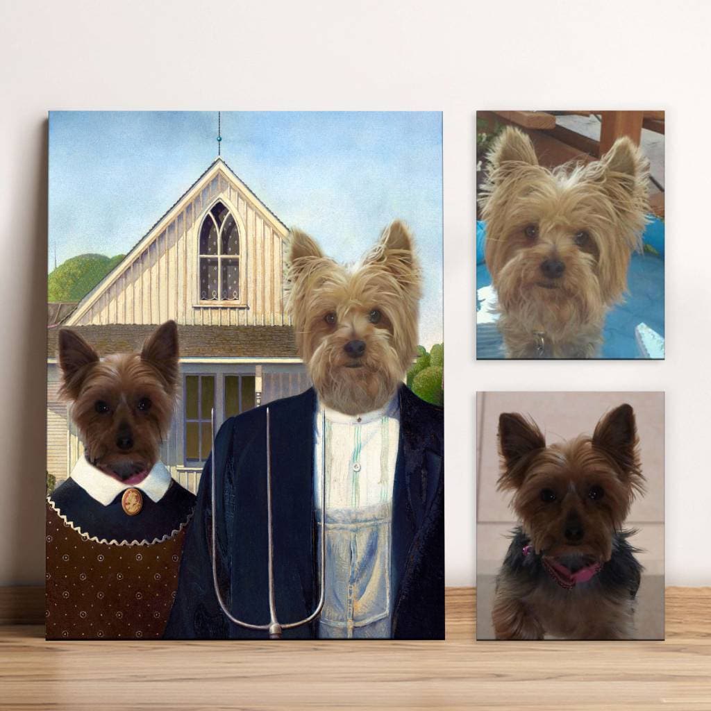 American gothic pet portrait custom pet painting canvas 2 pets ktclubs.com