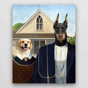 American gothic pet portrait custom pet painting canvas 2 pets ktclubs.com