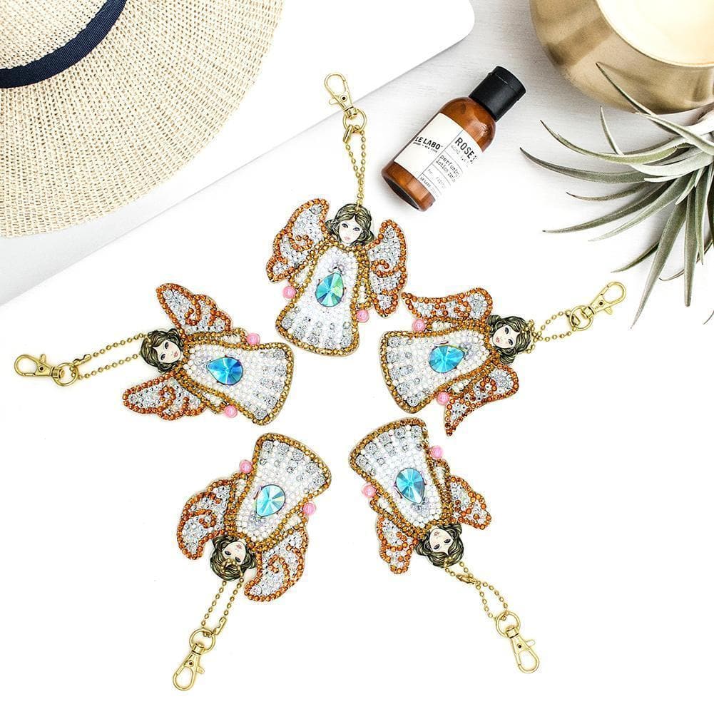 Angel 5pcs DIY Full Drill Special Shaped Diamond  Fashion Keychain ktclubs.com