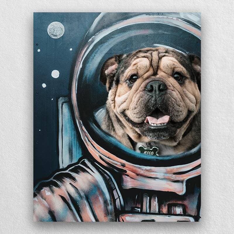 Astronaut Dog Portrait Custom Cute Pet Portrait Canvas ktclubs.com