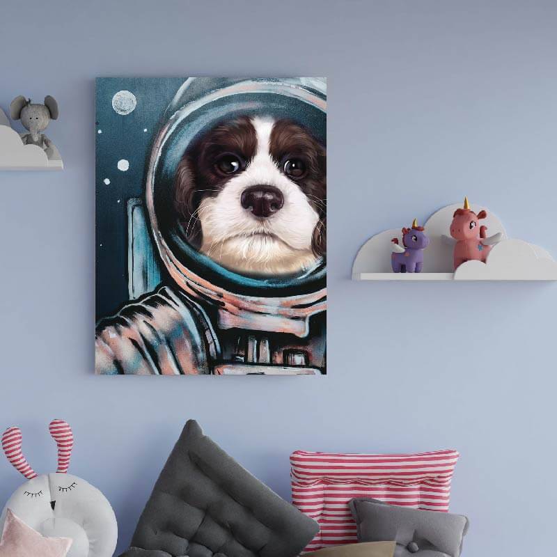 Astronaut Dog Portrait Custom Cute Pet Portrait Canvas ktclubs.com