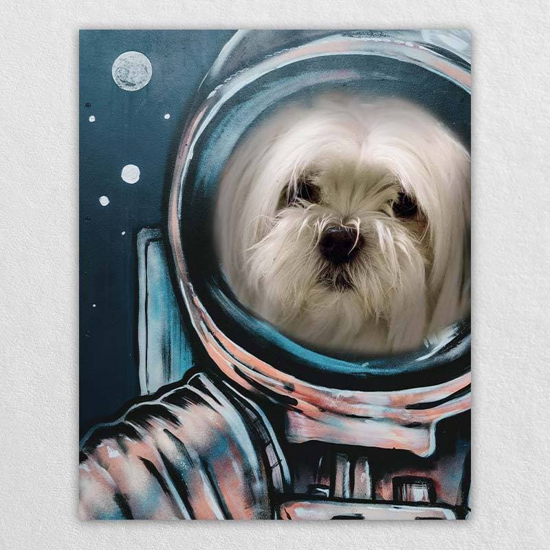 Astronaut Dog Portrait Custom Cute Pet Portrait Canvas ktclubs.com