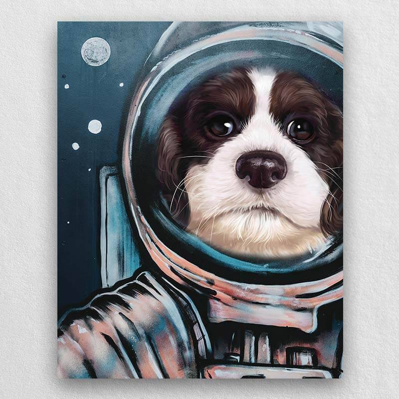 Astronaut Dog Portrait Custom Cute Pet Portrait Canvas ktclubs.com