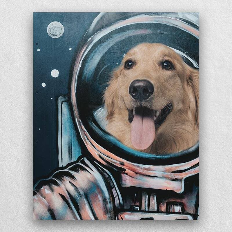 Astronaut Dog Portrait Custom Cute Pet Portrait Canvas ktclubs.com