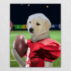 Attractive Football Player Dog Canvas Pet Paintings ktclubs.com