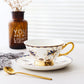 Porcelain Coffee Cups, British Tea Cups, Tea Cups and Saucers, Coffee Cups with Gold Trim and Gift Box, Latte Coffee Cups