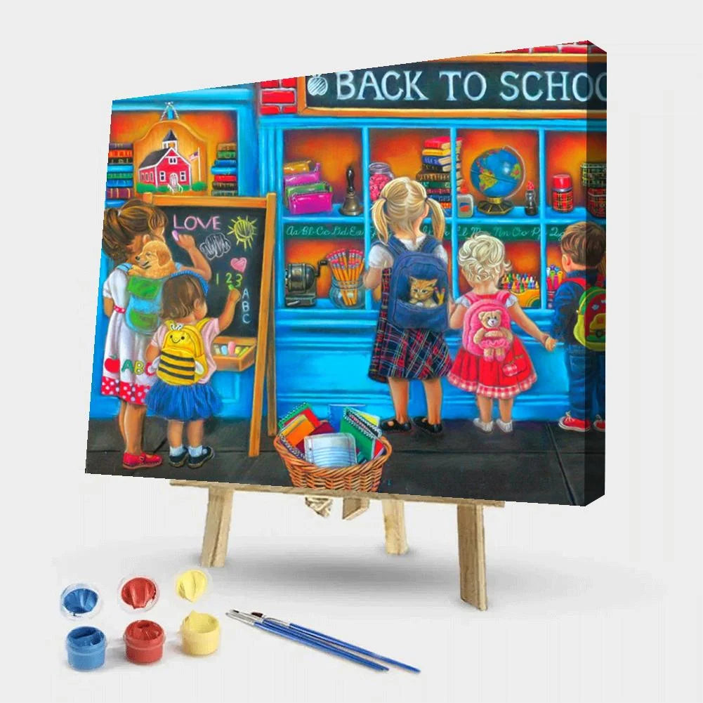 Back To School Season-Paint By Numbers 50*40cm ktclubs.com