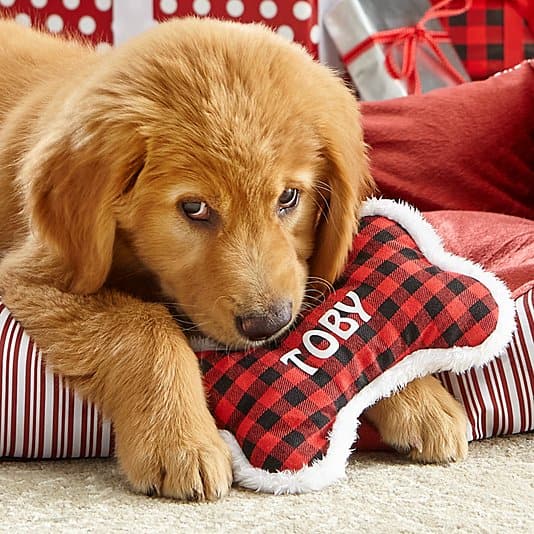 Buffalo Plaid Plush Dog Bone Pet Toy ktclubs.com