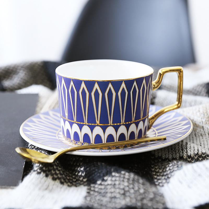 British Tea Cups, Coffee Cups with Gold Trim and Gift Box, Elegant Porcelain Coffee Cups, Tea Cups and Saucers