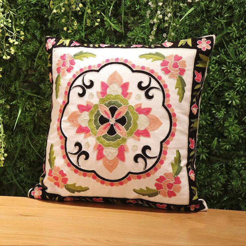 Sofa Decorative Pillows, Embroider Flower Cotton Pillow Covers, Cotton Flower Decorative Pillows, Farmhouse Decorative Throw Pillows for Couch