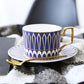 Elegant Porcelain Coffee Cups, Latte Coffee Cups with Gold Trim and Gift Box, British Tea Cups, Tea Cups and Saucers