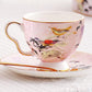 Unique Bird Flower Tea Cups and Saucers in Gift Box as Birthday Gift, Elegant Ceramic Coffee Cups, Afternoon British Tea Cups, Royal Bone China Porcelain Tea Cup Set
