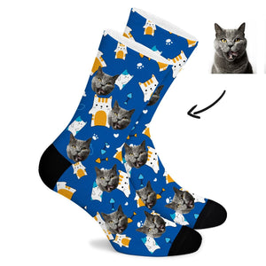 Cartoon Cat Fish Bone Custom Socks ktclubs.com