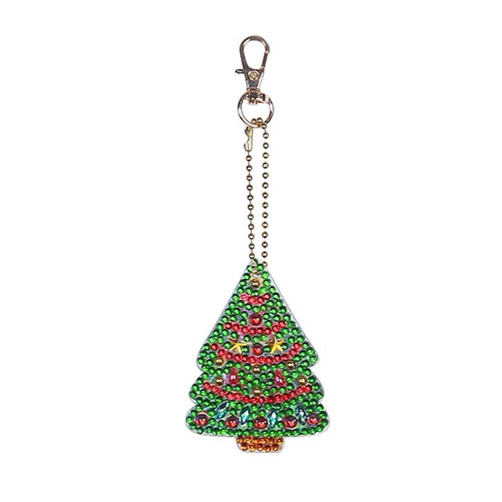 Christmas 5pcs DIY Full Drill Diamond Painting Special Shaped Key Chain ktclubs.com