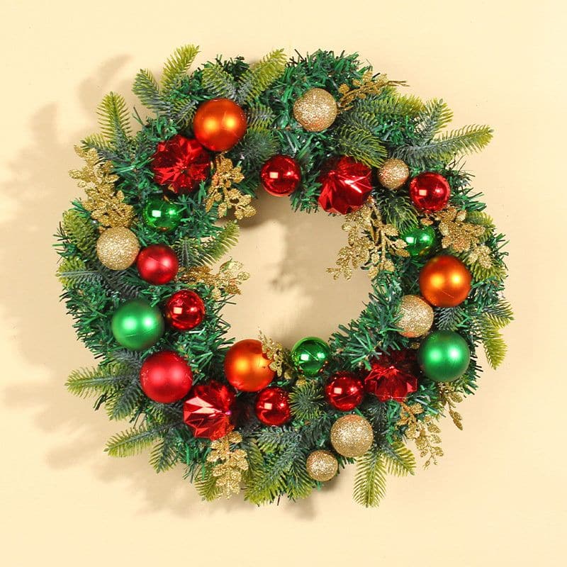 Christmas Balls wreath Door Hanging Christmas Plating Balls Decorative Rattan Rings Window Festive Decoration Supplies ktclubs.com