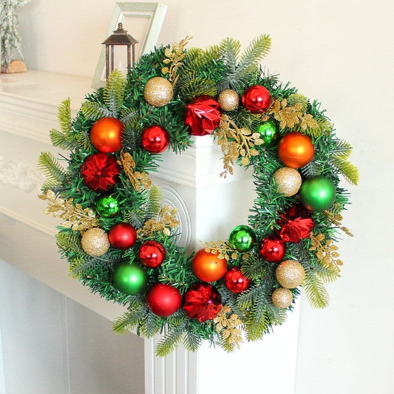 Christmas Balls wreath Door Hanging Christmas Plating Balls Decorative Rattan Rings Window Festive Decoration Supplies ktclubs.com