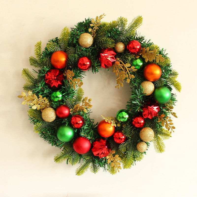 Christmas Balls wreath Door Hanging Christmas Plating Balls Decorative Rattan Rings Window Festive Decoration Supplies ktclubs.com