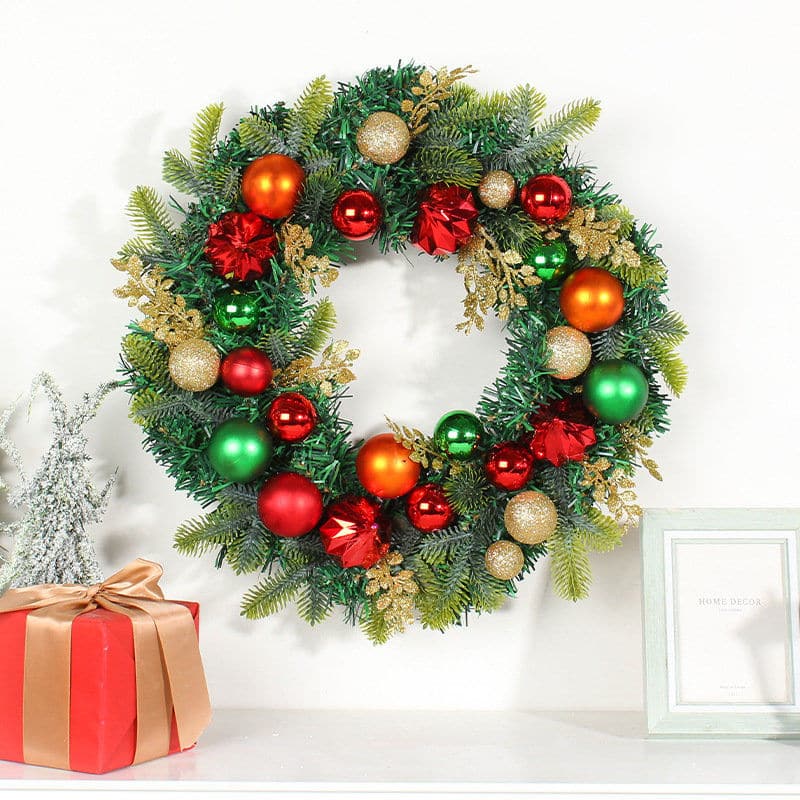 Christmas Balls wreath Door Hanging Christmas Plating Balls Decorative Rattan Rings Window Festive Decoration Supplies ktclubs.com