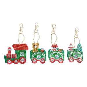 Christmas Train 4pcs DIY Full Drill Special-Shape Diamond  Keychain ktclubs.com