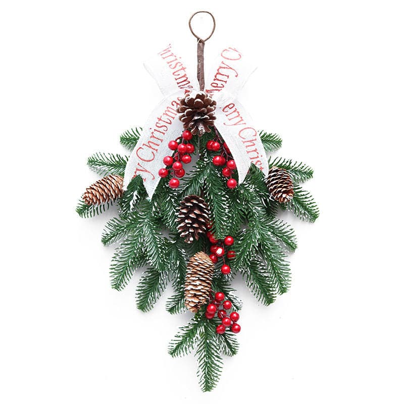 Christmas Wreath,Christmas Tree Decoration 50cm upside down tree PE red fruit wall hanging hotel shopping mall wreath rattan ktclubs.com