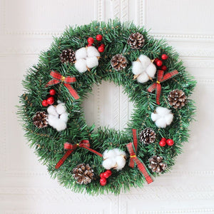 Christmas Wreath Cotton Bow Pine Cone Decoration Wreath ktclubs.com