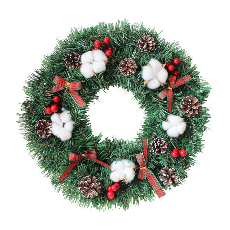 Christmas Wreath Cotton Bow Pine Cone Decoration Wreath ktclubs.com