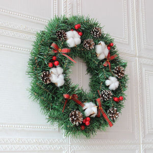 Christmas Wreath Cotton Bow Pine Cone Decoration Wreath ktclubs.com