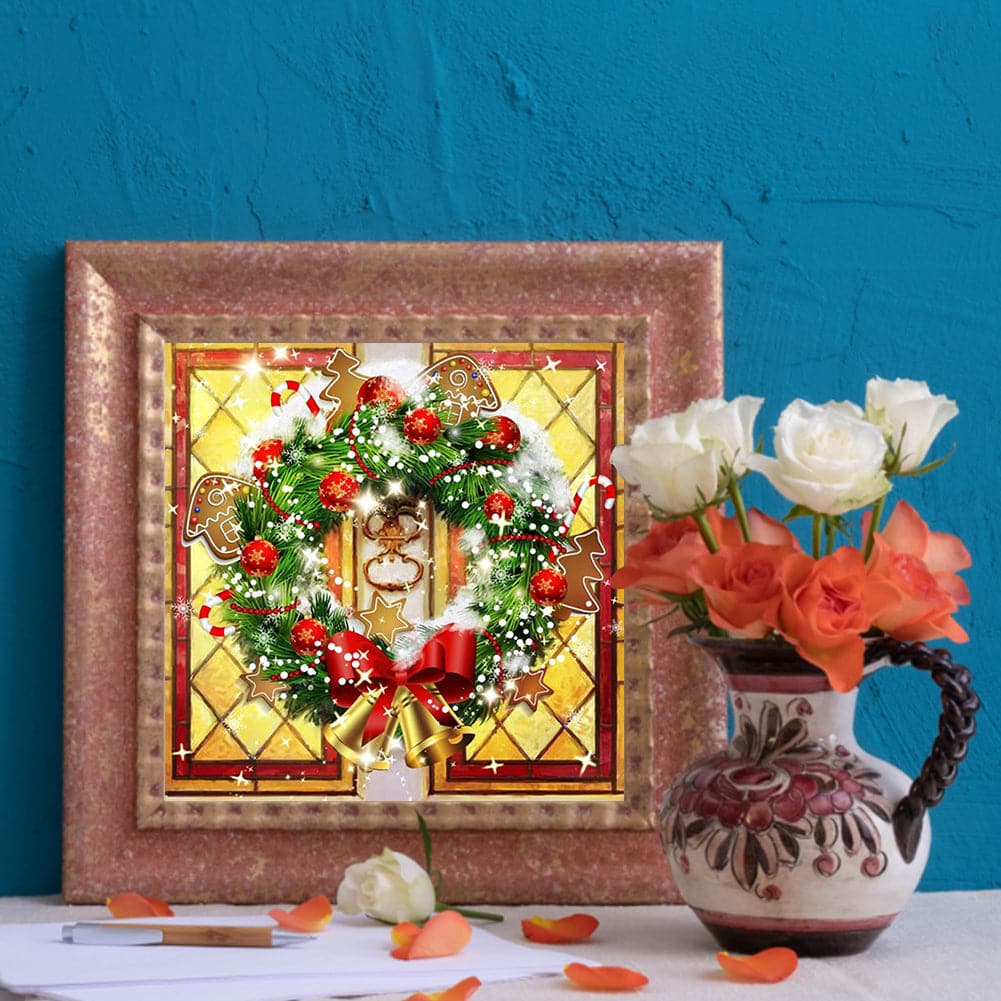 Christmas Wreath-Full Round Diamond Painting  30*30CM ktclubs.com