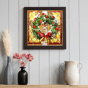 Christmas Wreath-Full Round Diamond Painting  30*30CM ktclubs.com