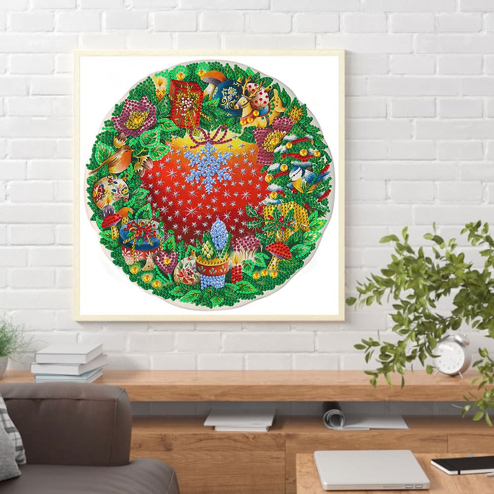 Christmas Wreath-Partial Special Shaped Diamond Painting 30*30cm ktclubs.com