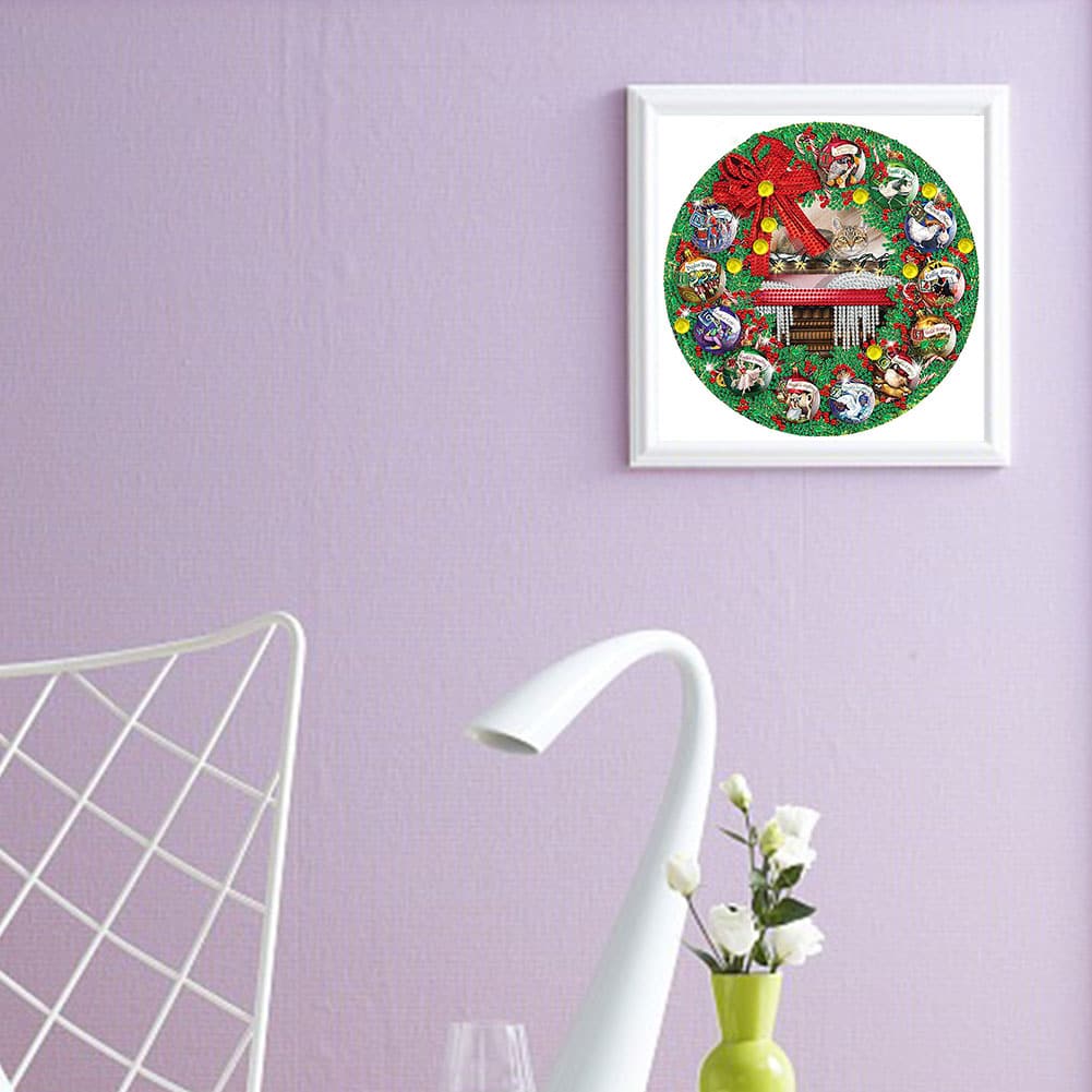 Christmas Wreath-Partial Special Shaped Diamond Painting 30*30cm ktclubs.com