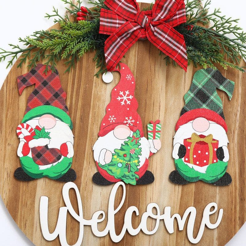 Christmas decoration Christmas wreath wooden door sign door hanging Christmas home hanging welcome hangings ktclubs.com