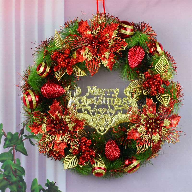 Christmas decoration new pine needle Christmas wreath 40cm ktclubs.com